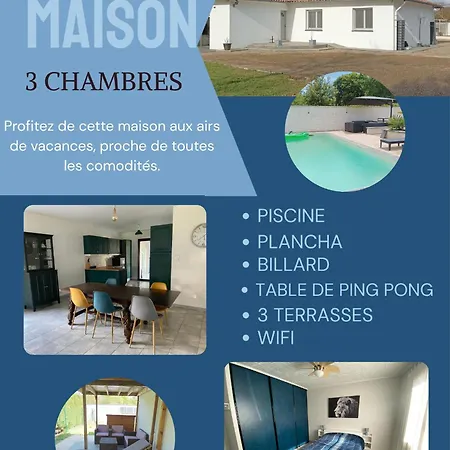 La Maison Des Hirondelles, Piscine, Billard, Ping Pong, 3 Terrasses Et Jardin Holiday home